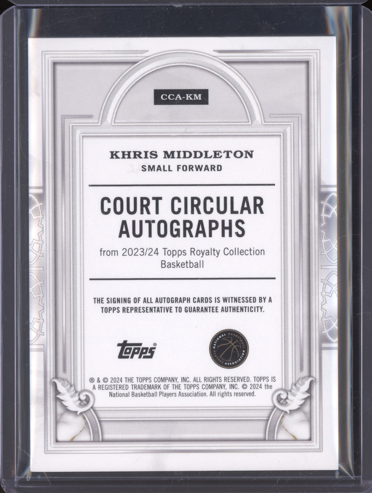 2023 Topps Royalty CCA-KM Khris Middleton Court Circular Auto 12/15