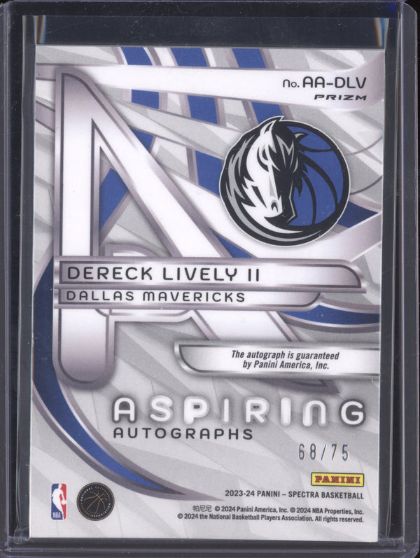 Dereck Lively II 2023-24 Panini Spectra AA-DLV Aspiring Autographs RC 68/75