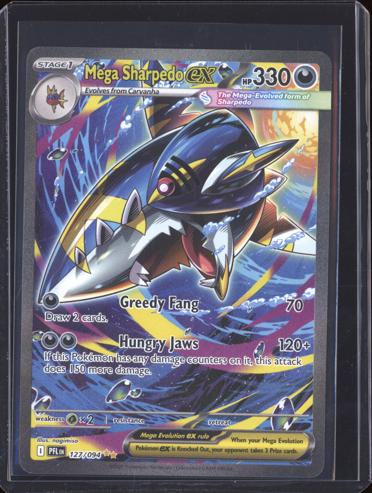 2025 Pokemon Phantasmal Flames PFL 127/094 Mega Sharpedo ex Special Illustration