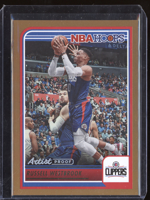 Russell Westbrook 2023-24 Panini Hoops 129 Artist Proof Gold 4/10