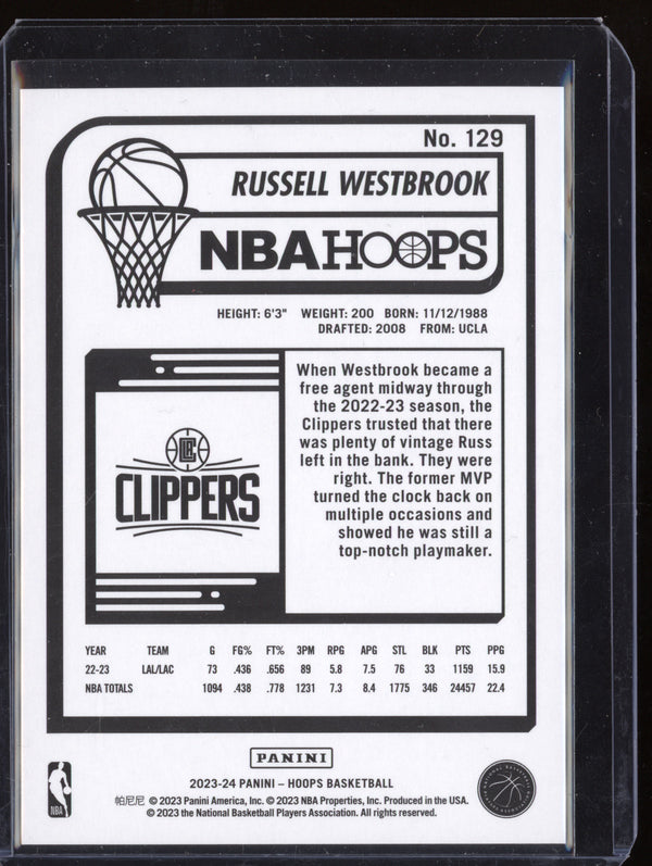 Russell Westbrook 2023-24 Panini Hoops 129 Artist Proof Gold 4/10