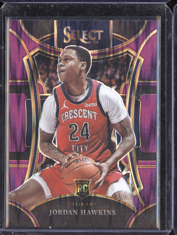 Jordan Hawkins 2023-24 Panini Select 334 Flash Purple Prizms RC 157/175