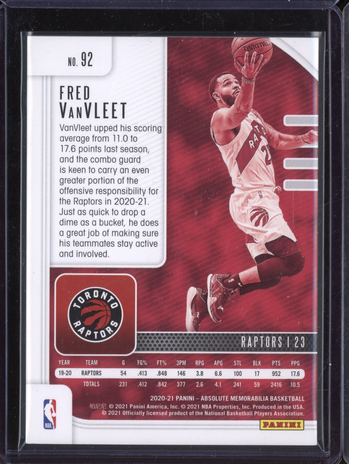 Fred VanVleet 2020-21 Panini Absolute Memorabilia 92 Green 5/5