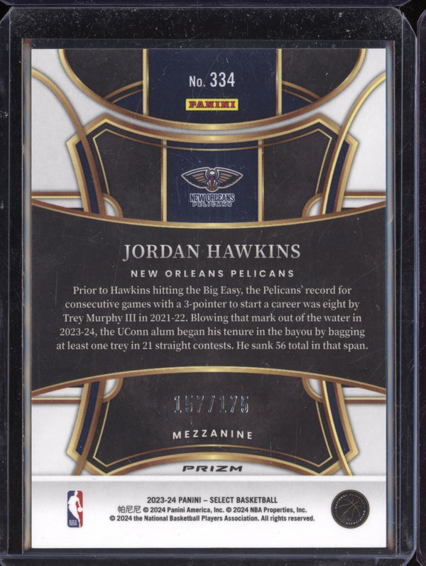 Jordan Hawkins 2023-24 Panini Select 334 Flash Purple Prizms RC 157/175