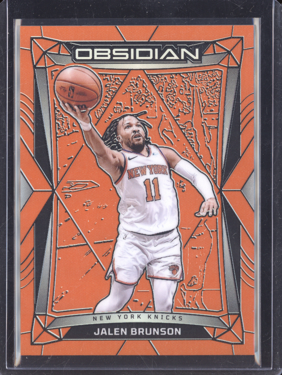 Jalen Brunson 2023-24 Panini Obsidian 152 Orange Flood Electric Etch 90/99