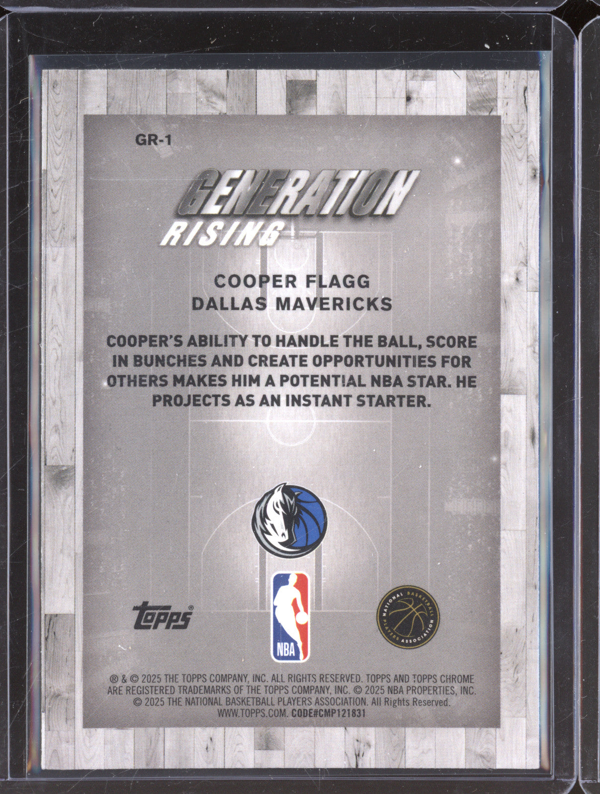 Cooper Flagg 2025-26 Topps Chrome Generation Rising GR-1 RC