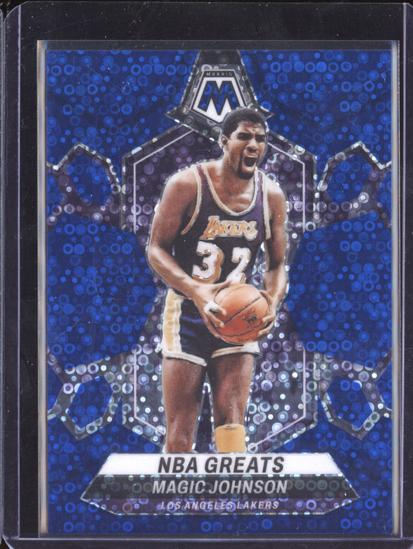 Magic Johnson 2023-24 Panini Mosaic 295 Blue Fast Break 43/85