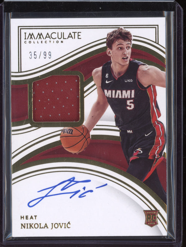 Nikola Jovic 2022-23 Panini Immaculate 113 Immaculate Rookie Introductions RC 35/99