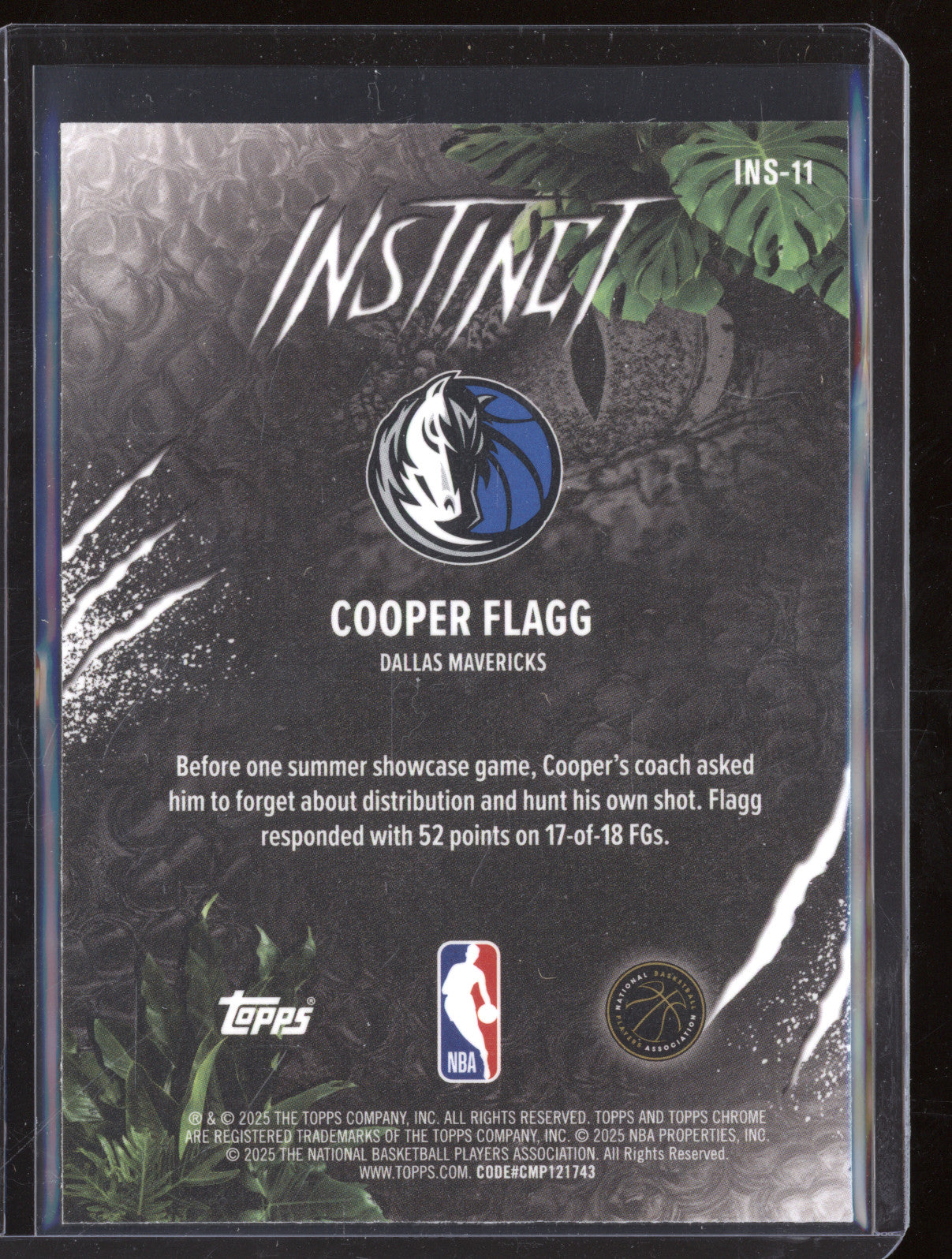 Cooper Flagg 2025-26 Topps Chrome INS-11 Instinct RC