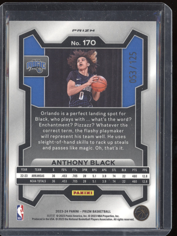 Anthony Black 2023-24 Panini Prizm 170 Blue Cracked Ice RC 53/125