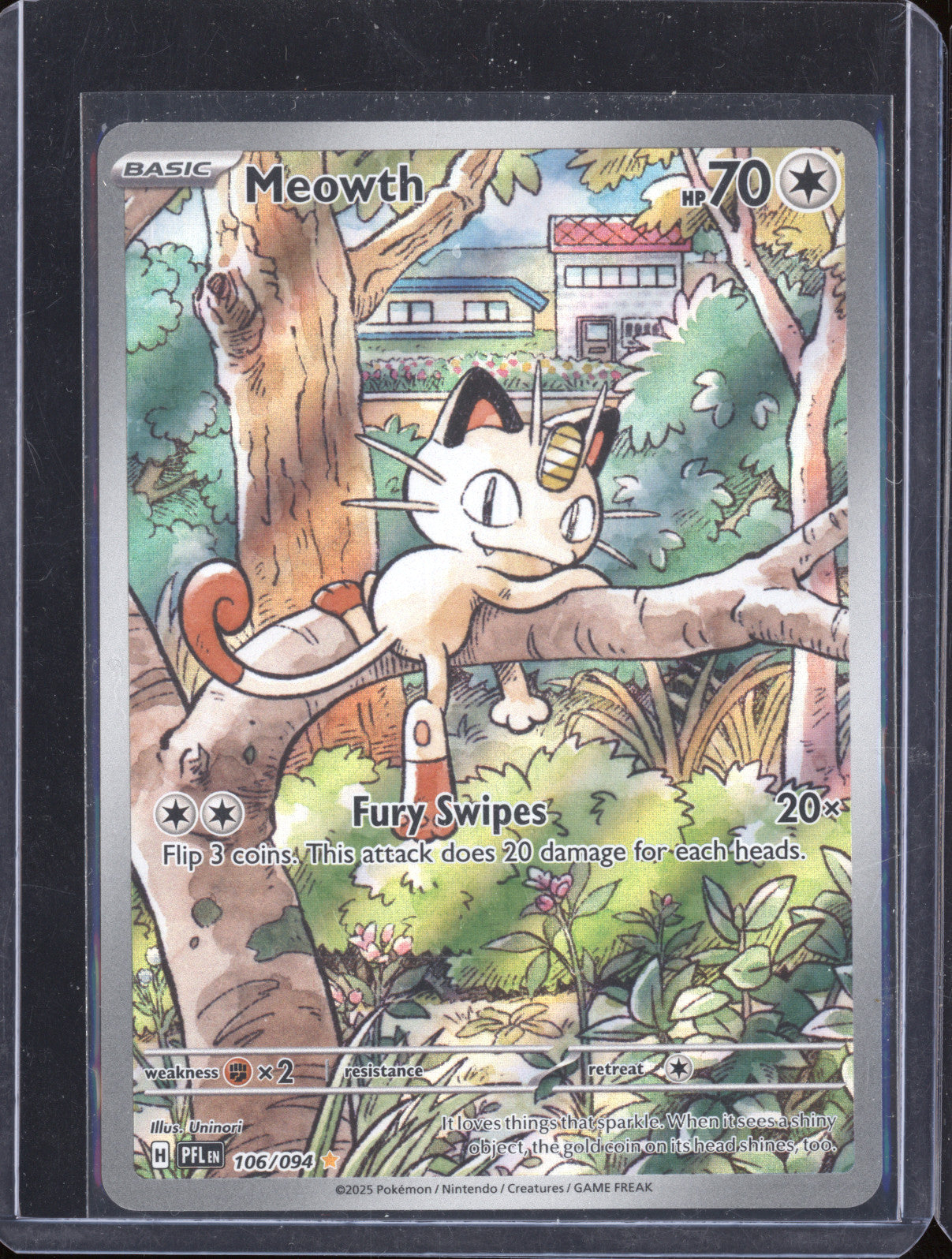 2025 Pokemon Phantasmal Flames 106/094 Meowth Illustration Rare