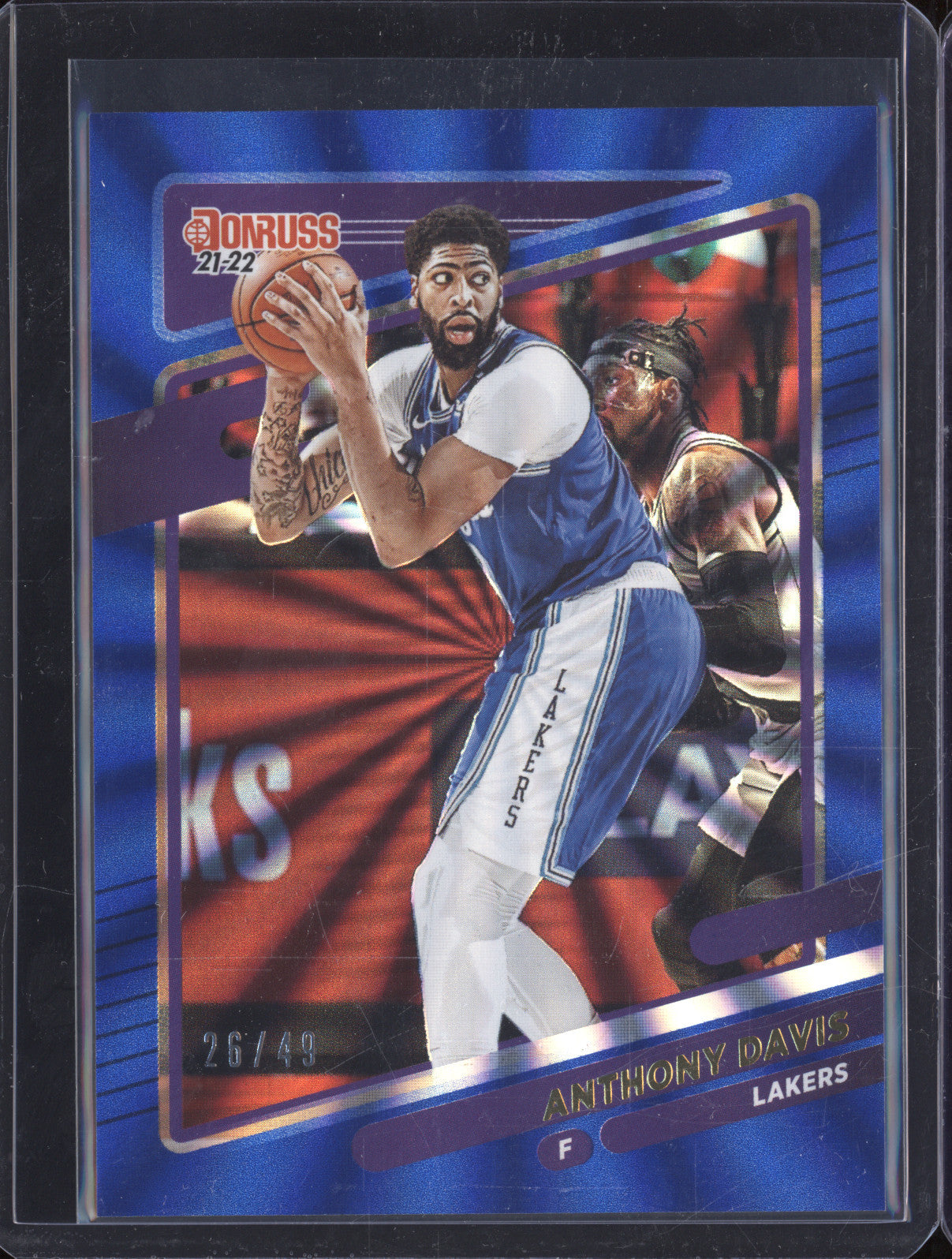 2021-22 Donruss 172 Anthony Davis Holo Blue Laser 26/49