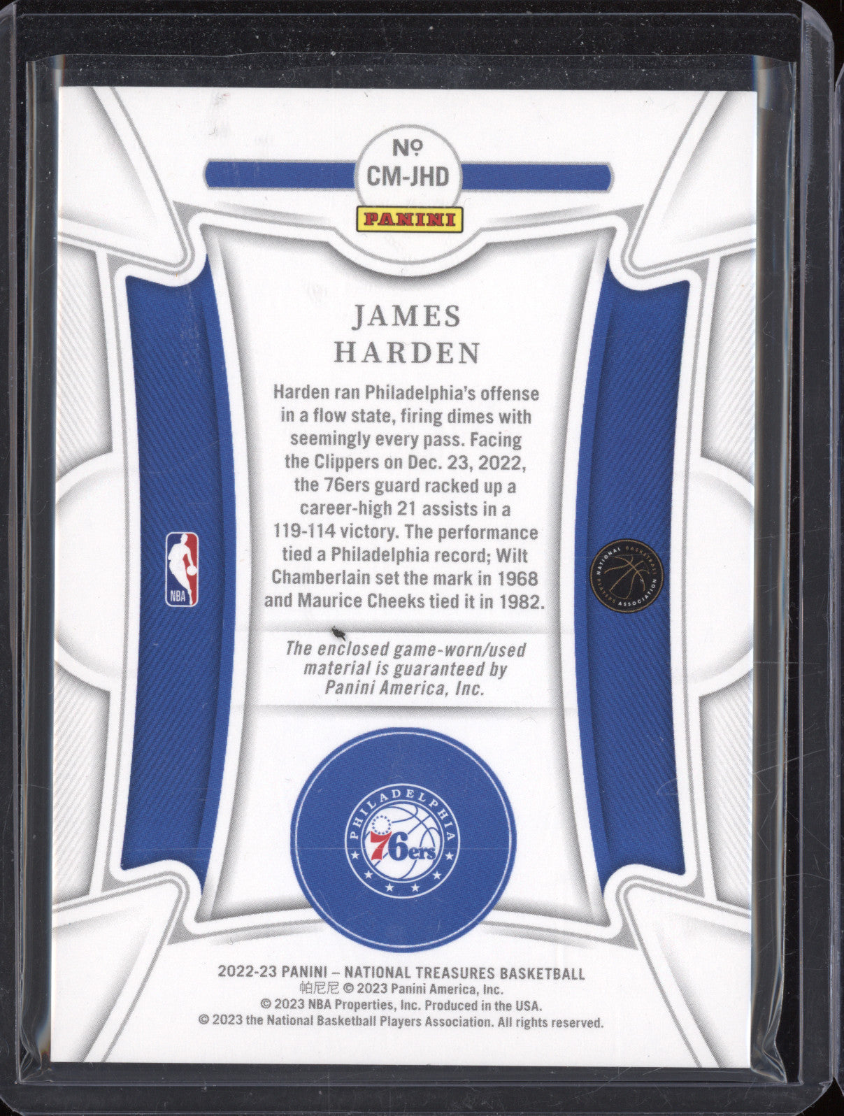 2022 Panini National Treasures 73 James Harden Century Materials /10