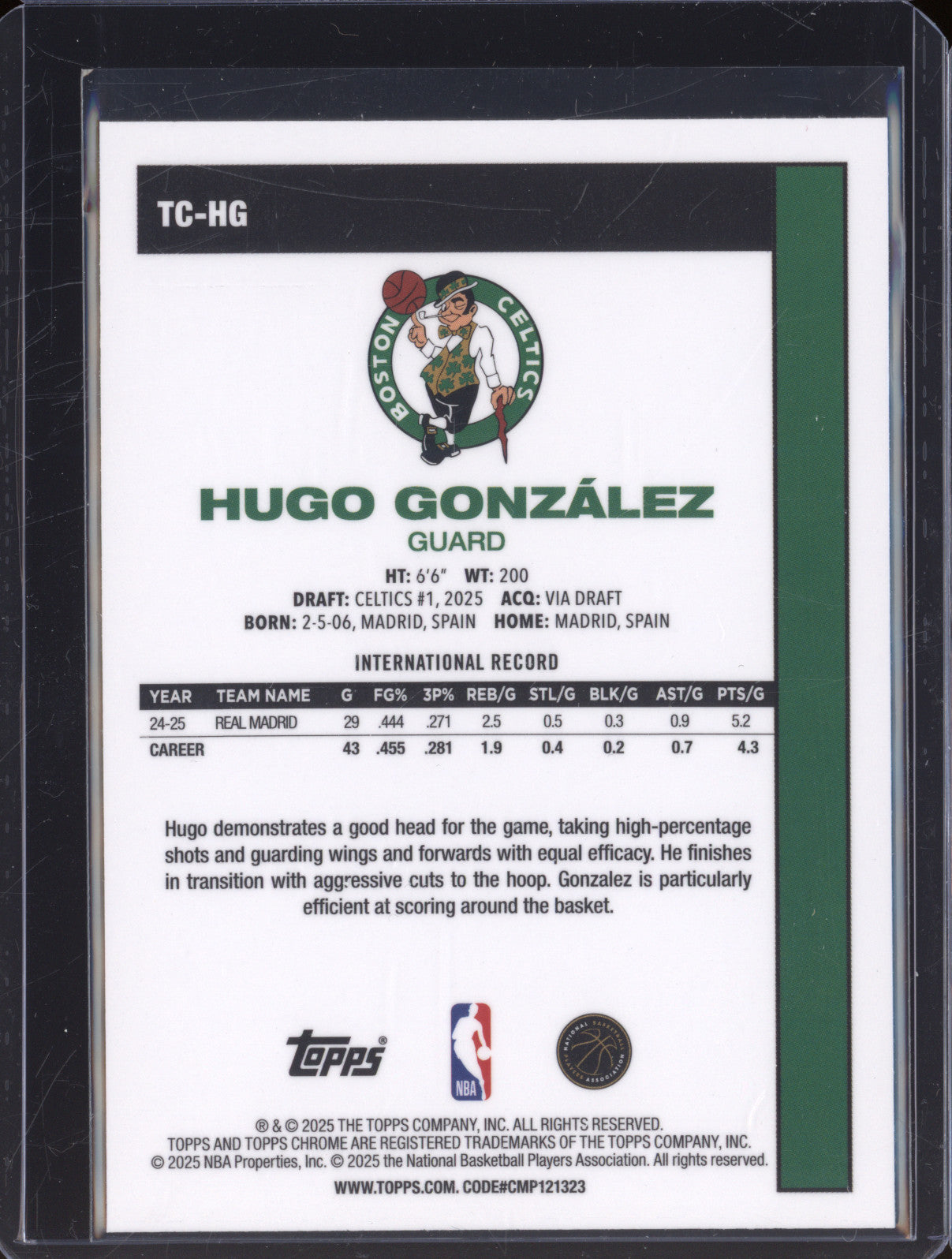 2025 Topps Basketball TC-HG Hugo Gonzalez 1980-81 Chrome RC