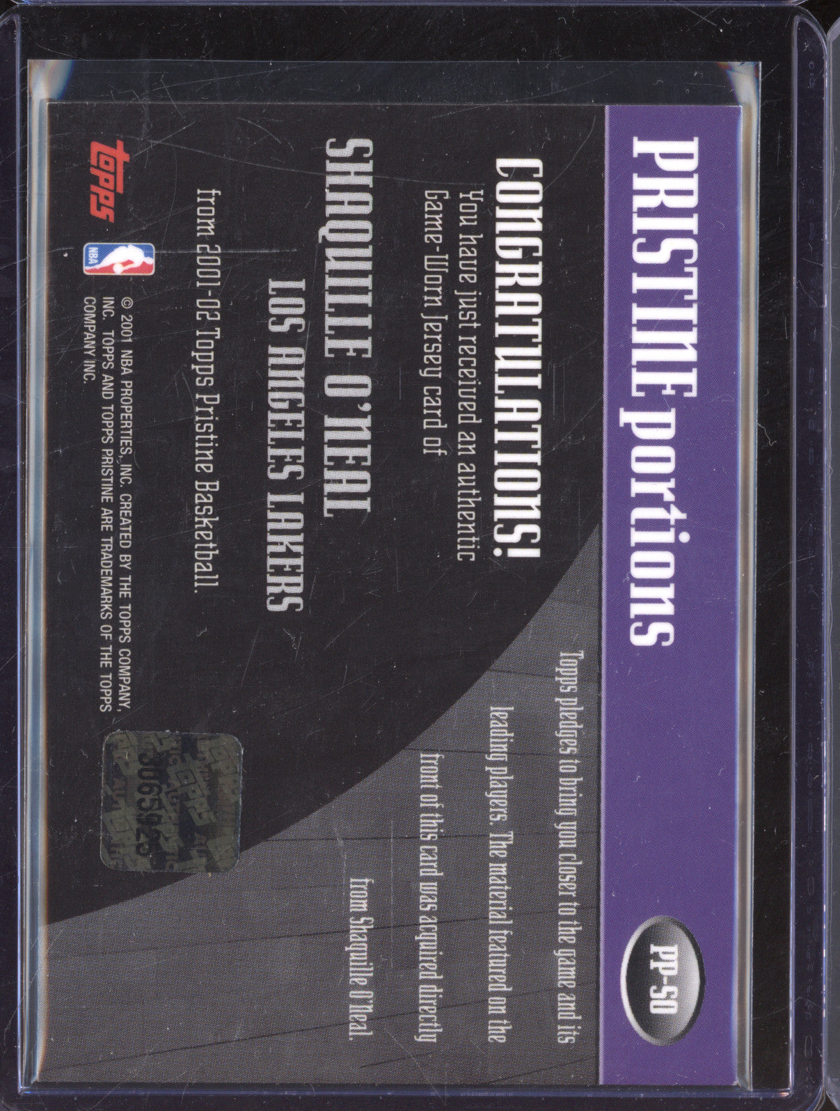 2001-02 Topps Pristine PP-SO Shaquille O'Neal Pristine Portions