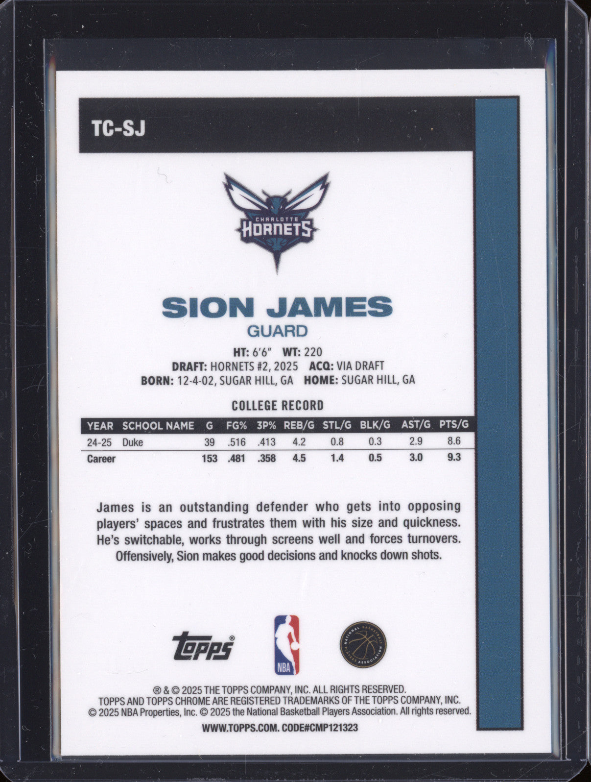 2025 Topps Basketball TC-SJ Sion James 1980-81 Chrome RC