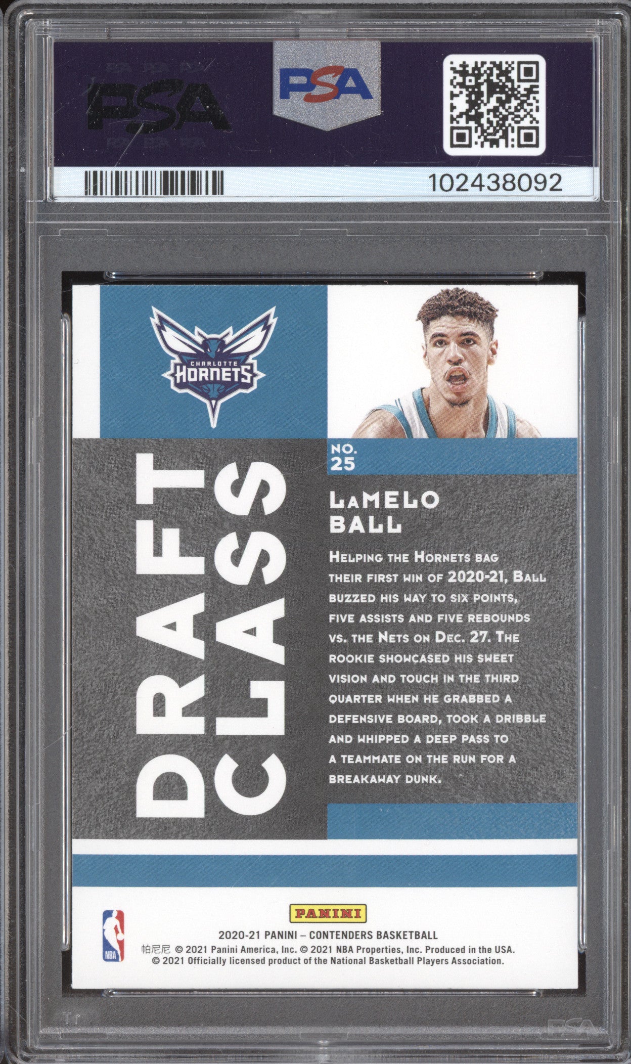 LaMelo Ball 2020-21 Panini Contenders 25 2020 Draft Class Red RC PSA 9