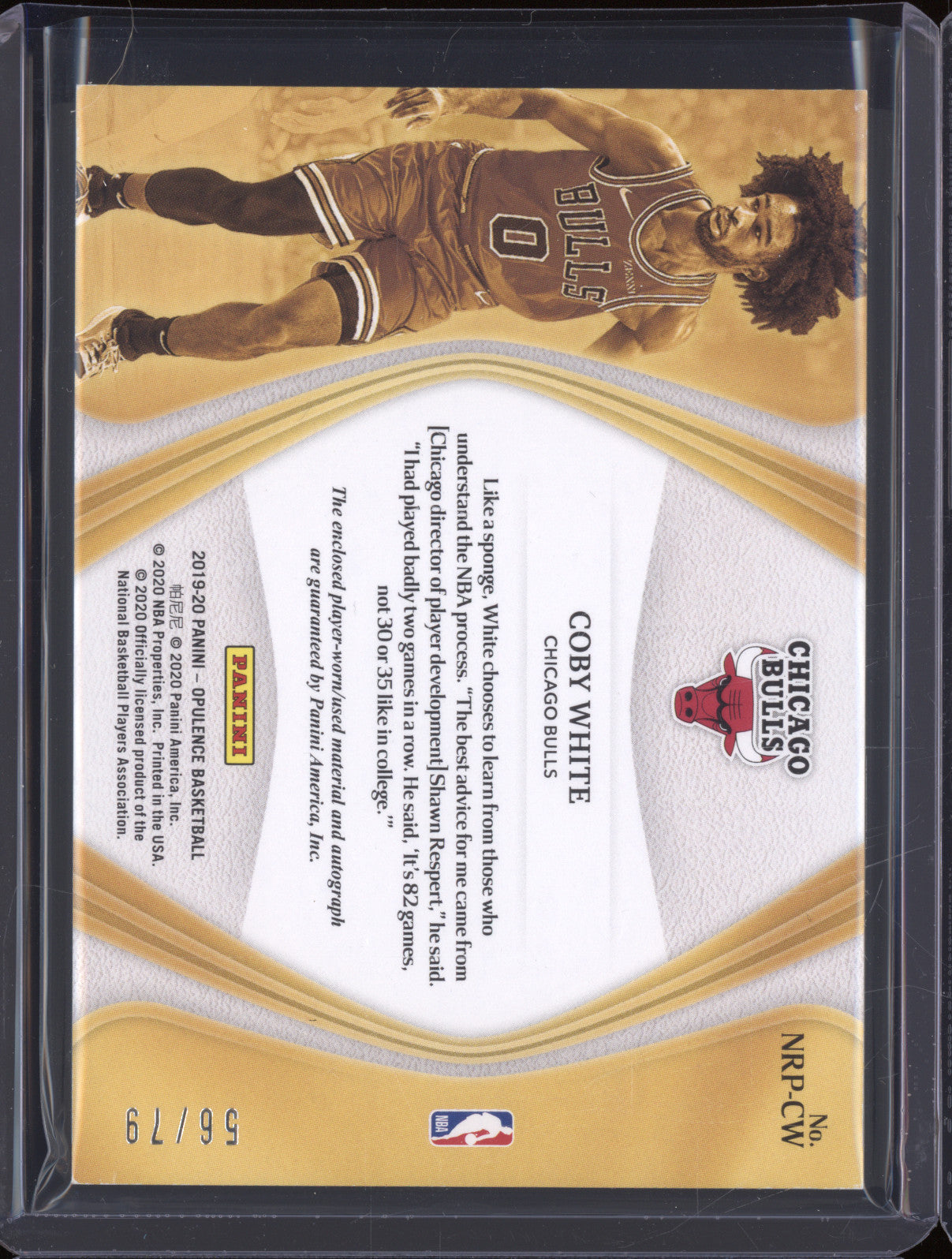 2019-20 Panini Opulence NRP-CW Coby White Nouveau Riche RC Auto /79