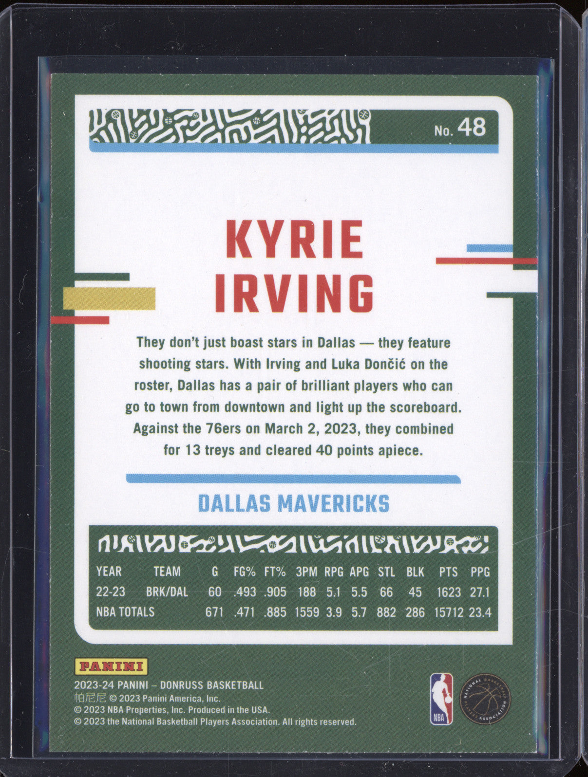 2023-24 Panini Donruss 48 Kyrie Irving Red Fireworks 31/88