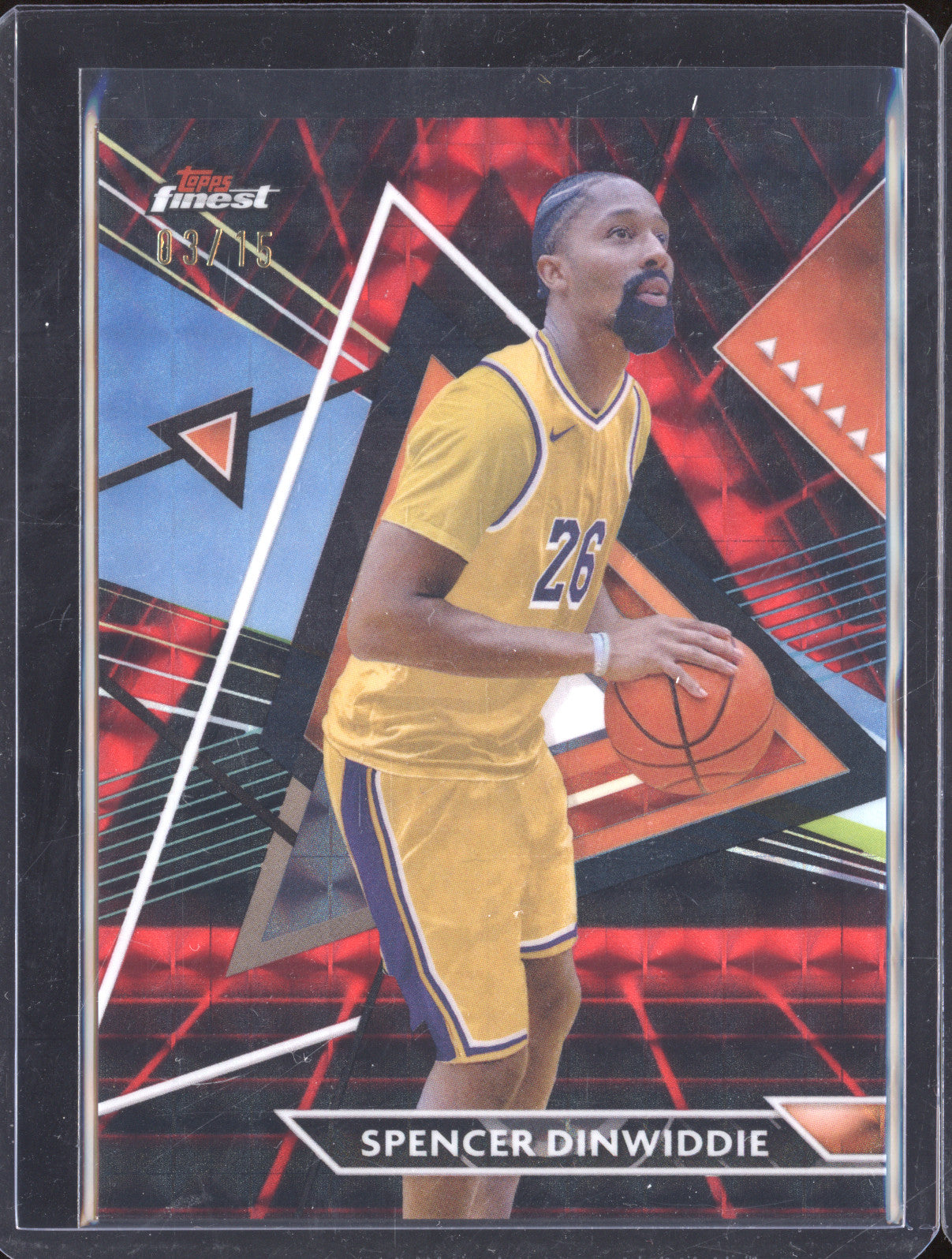 2023 Topps Finest 106 Spencer Dinwiddie Red/Black Geometric Refractors 03/15