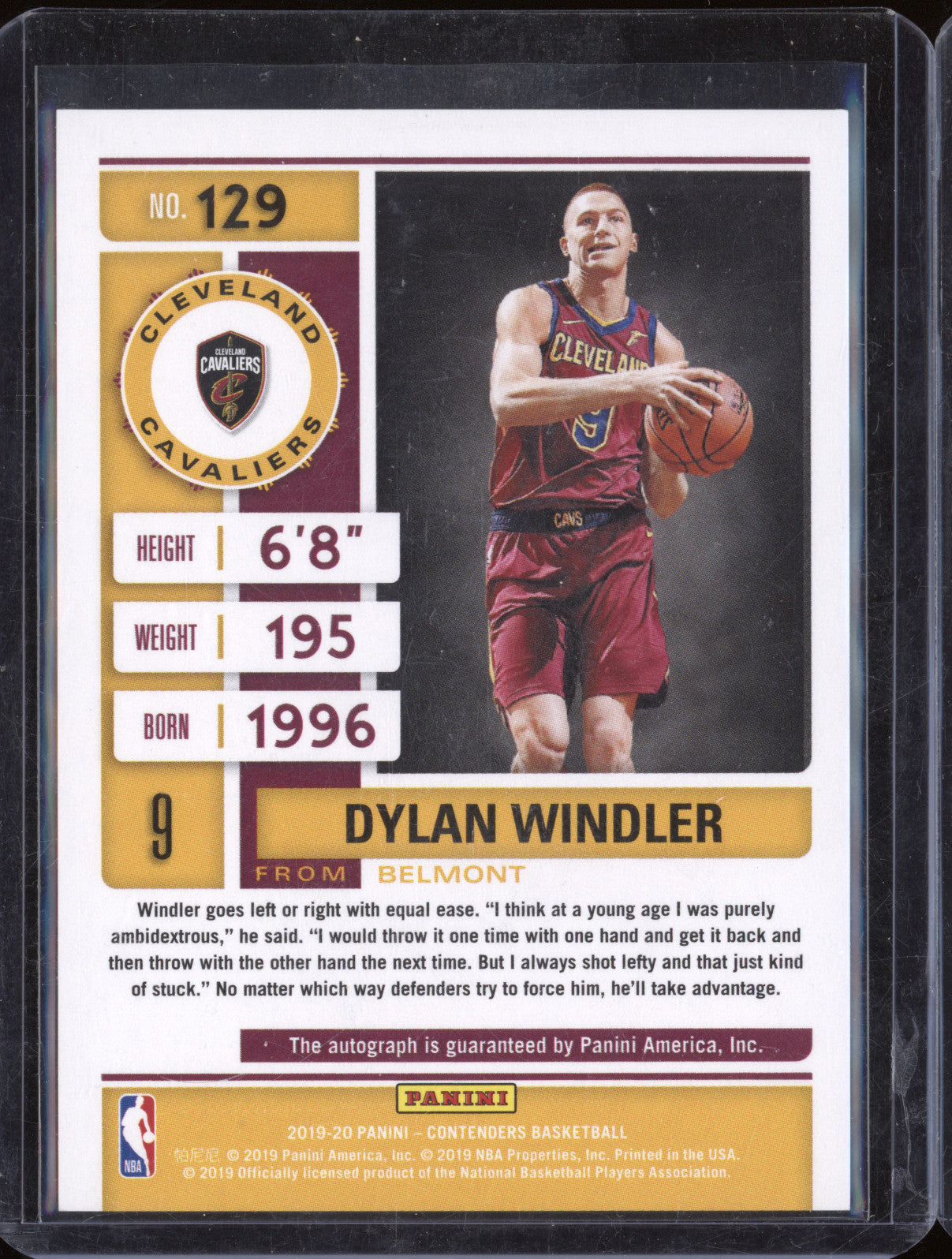 Dylan Windler 2019-20 Panini Contenders 129 Rookie Ticket Auto Cracked Ice /25