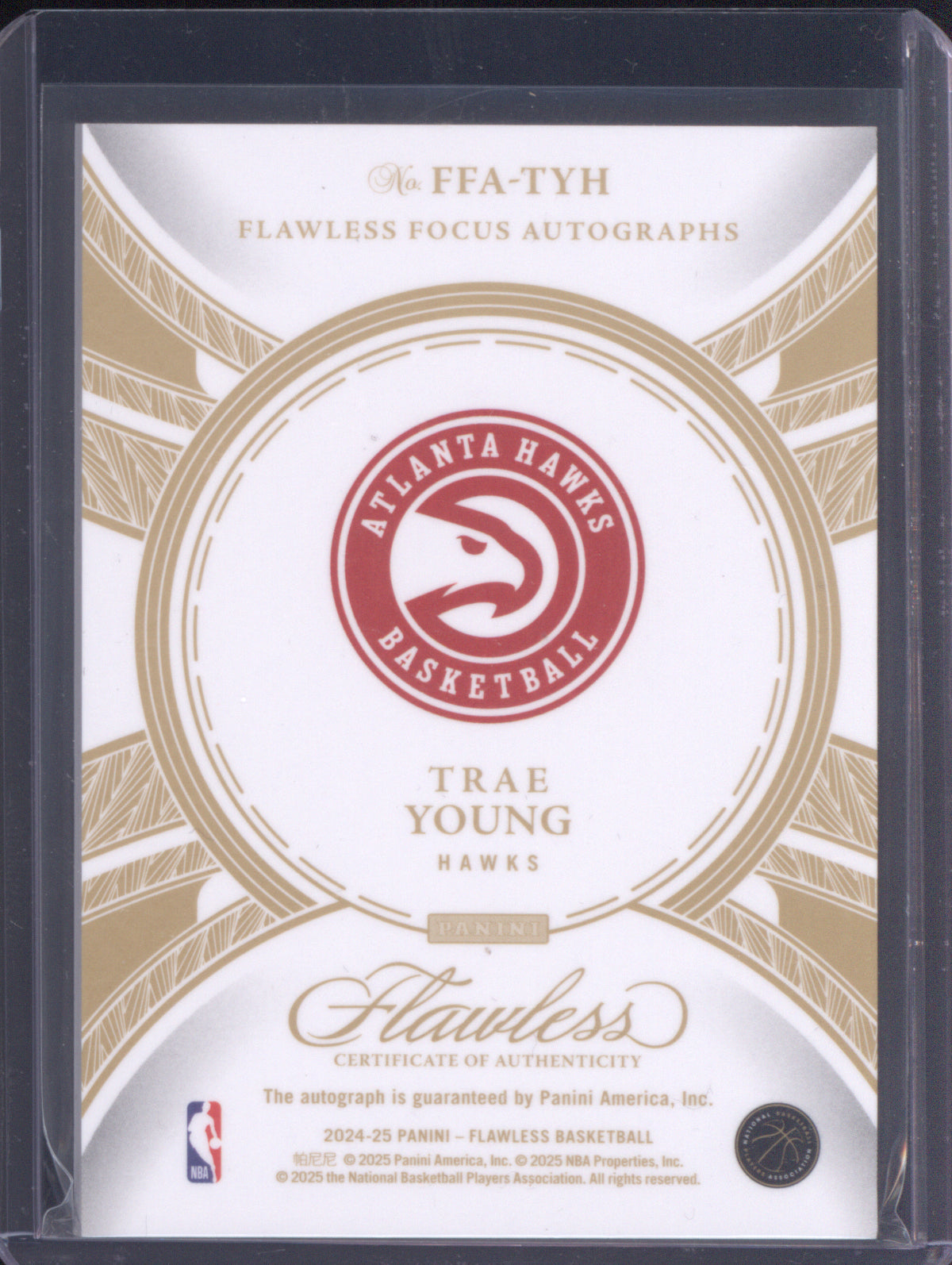 Trae Young 2024-25 Panini Flawless Focus Auto Gold /10