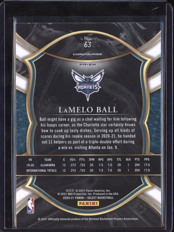 LaMelo Ball 2020-21 Panini Select 63 Silver RC