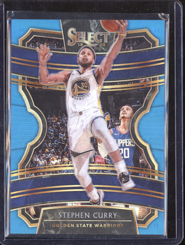 Stephen Curry 2019-20 Panini Select 91 Light Blue Prizm 128/299