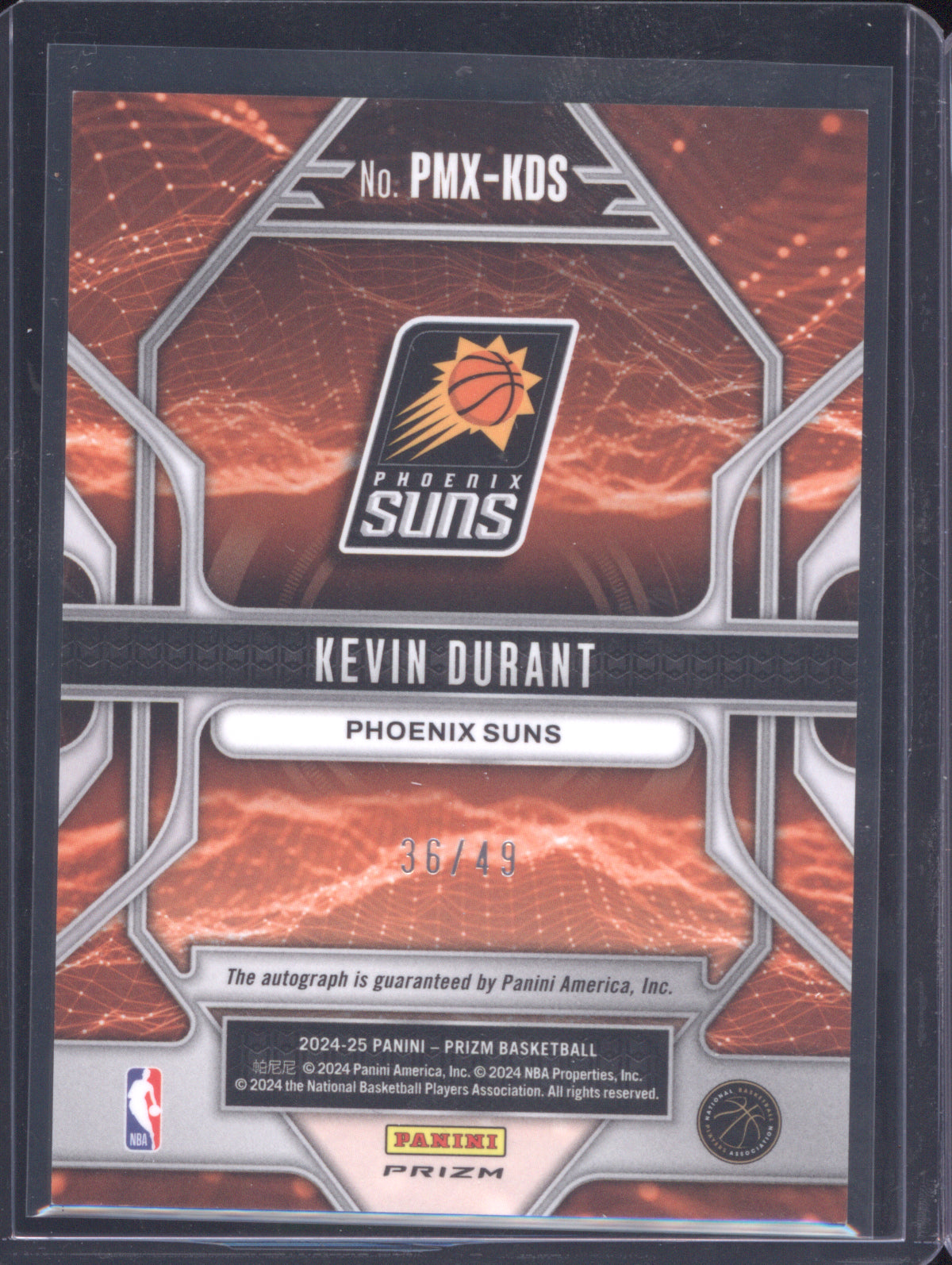 Kevin Durant 2024-25 Panini Prizm Prizmatrix Blue Auto PMX-KDS /49