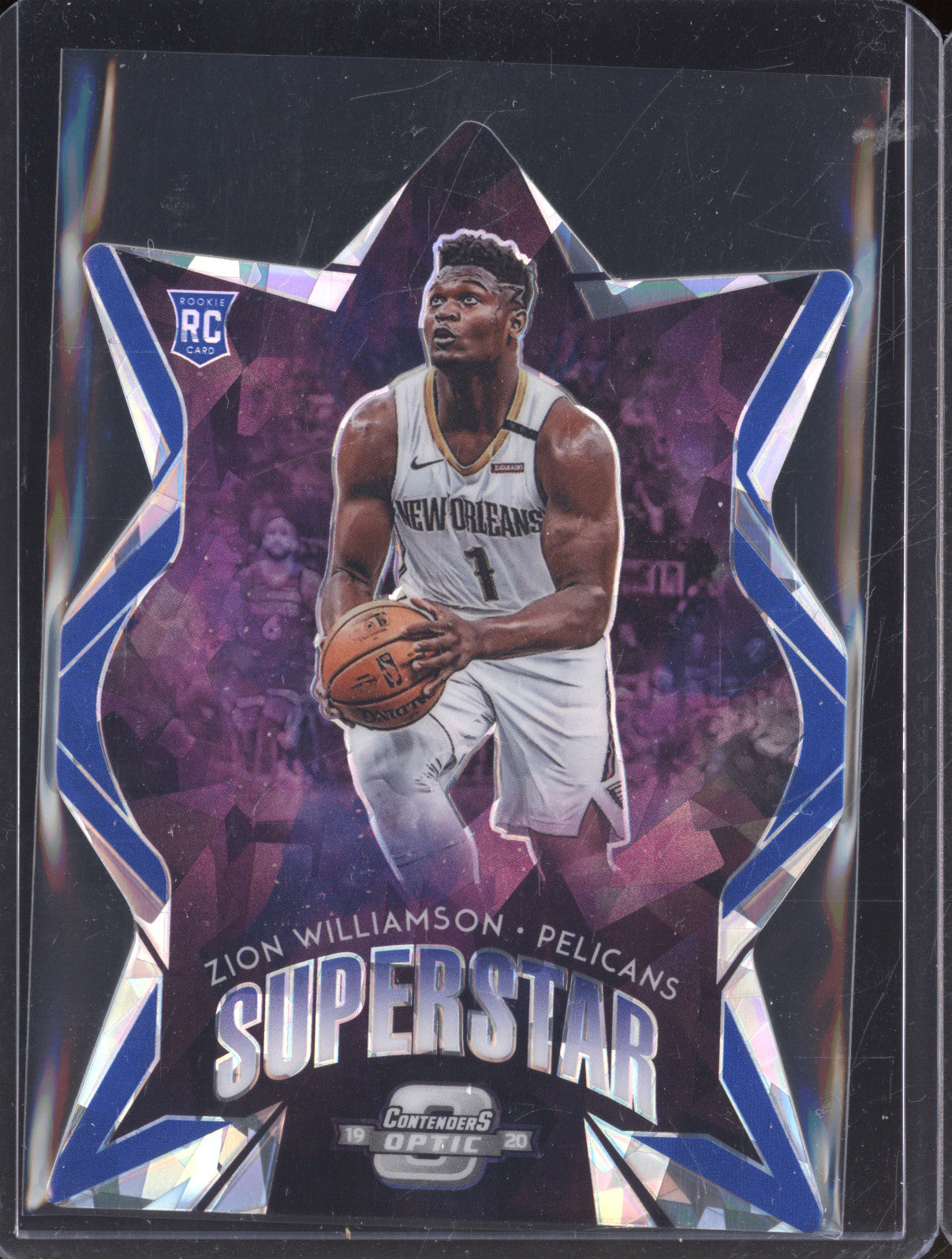 Zion Williamson 2019-20 Panini Contenders Optic 11 Superstar Blue Cracked Ice RC