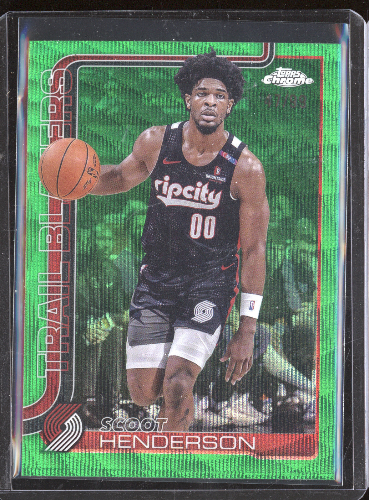 Scoot Henderson 2025-26 Topps Chrome 166 Refractors Green Wave /99