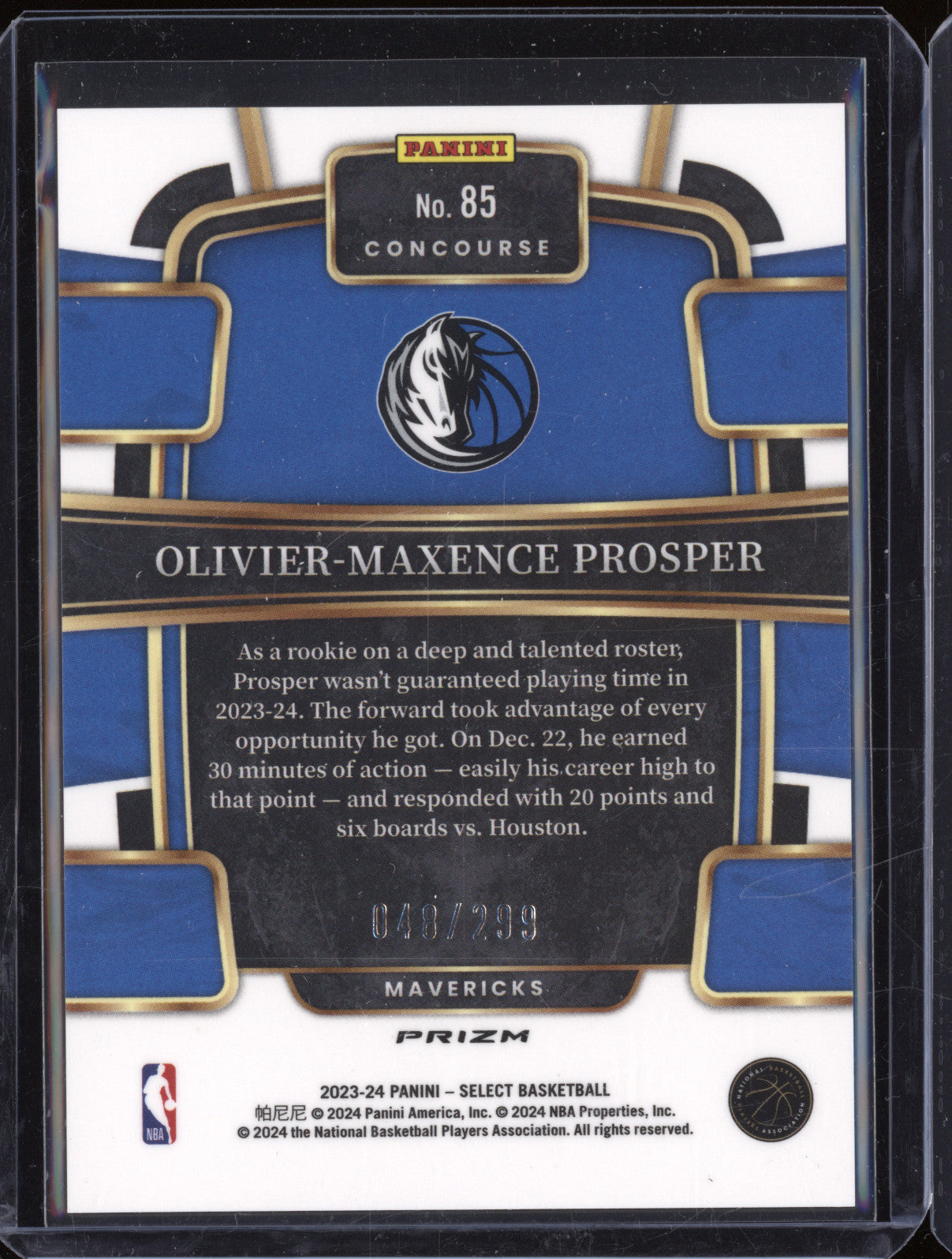 2023-24 Panini Select 85 Olivier-Maxence Prosper Light Blue RC 048/299
