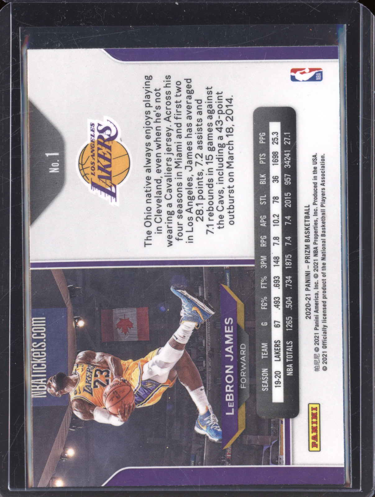 2020-21 Panini Prizm 1 LeBron James Tribute Base