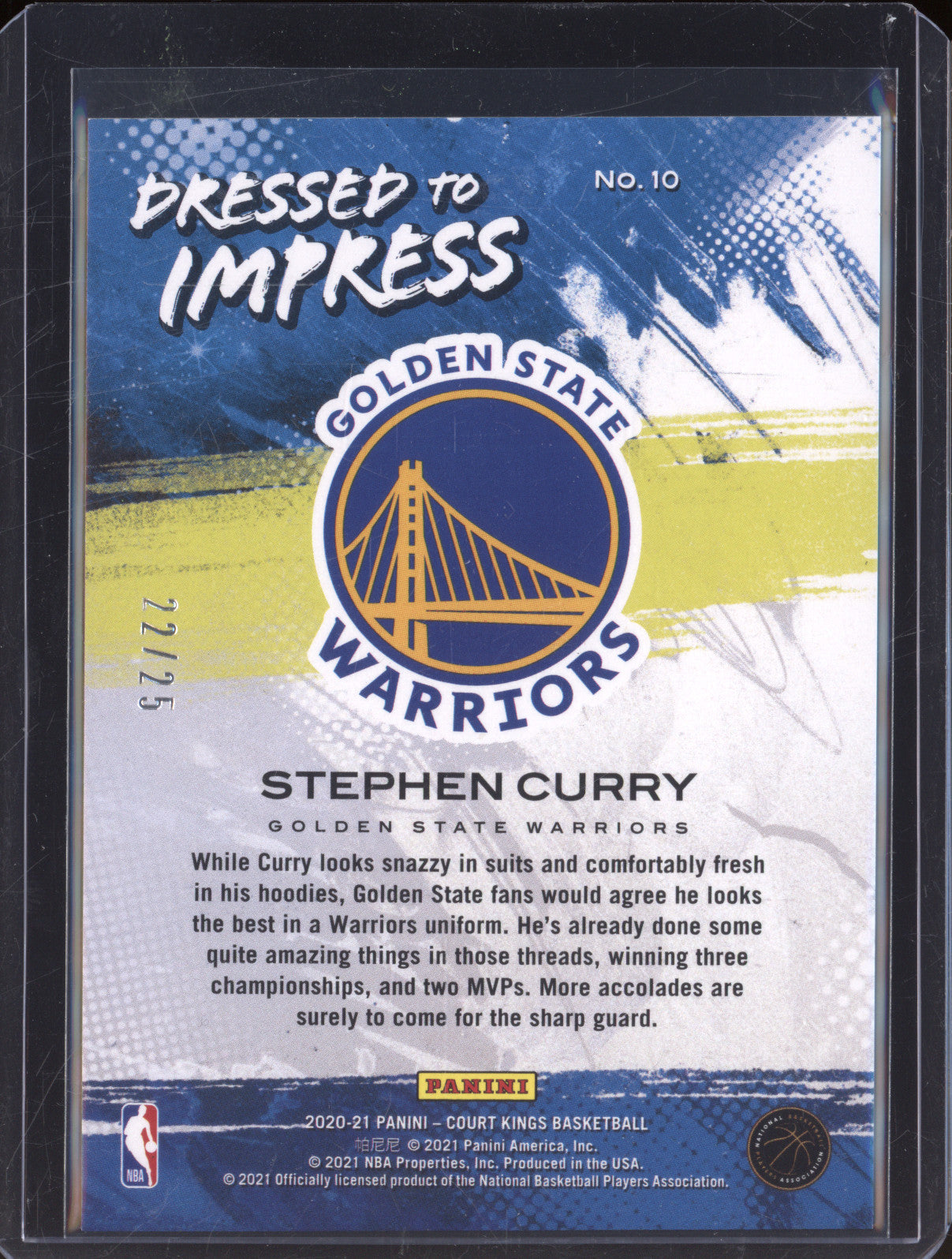202-210 Panini Court Kings 10 Stephen Curry Dressed to Impress Jade 22/25