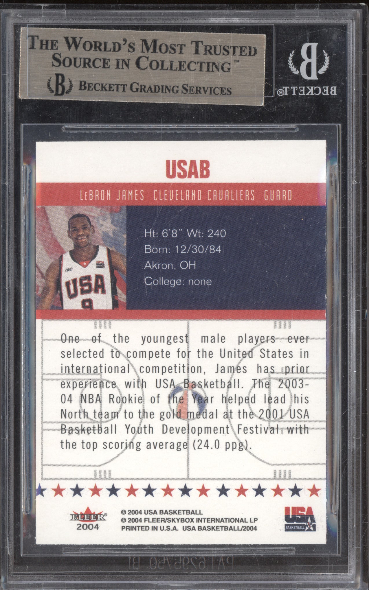LeBron James 2004 Fleer USA BGS 9.5