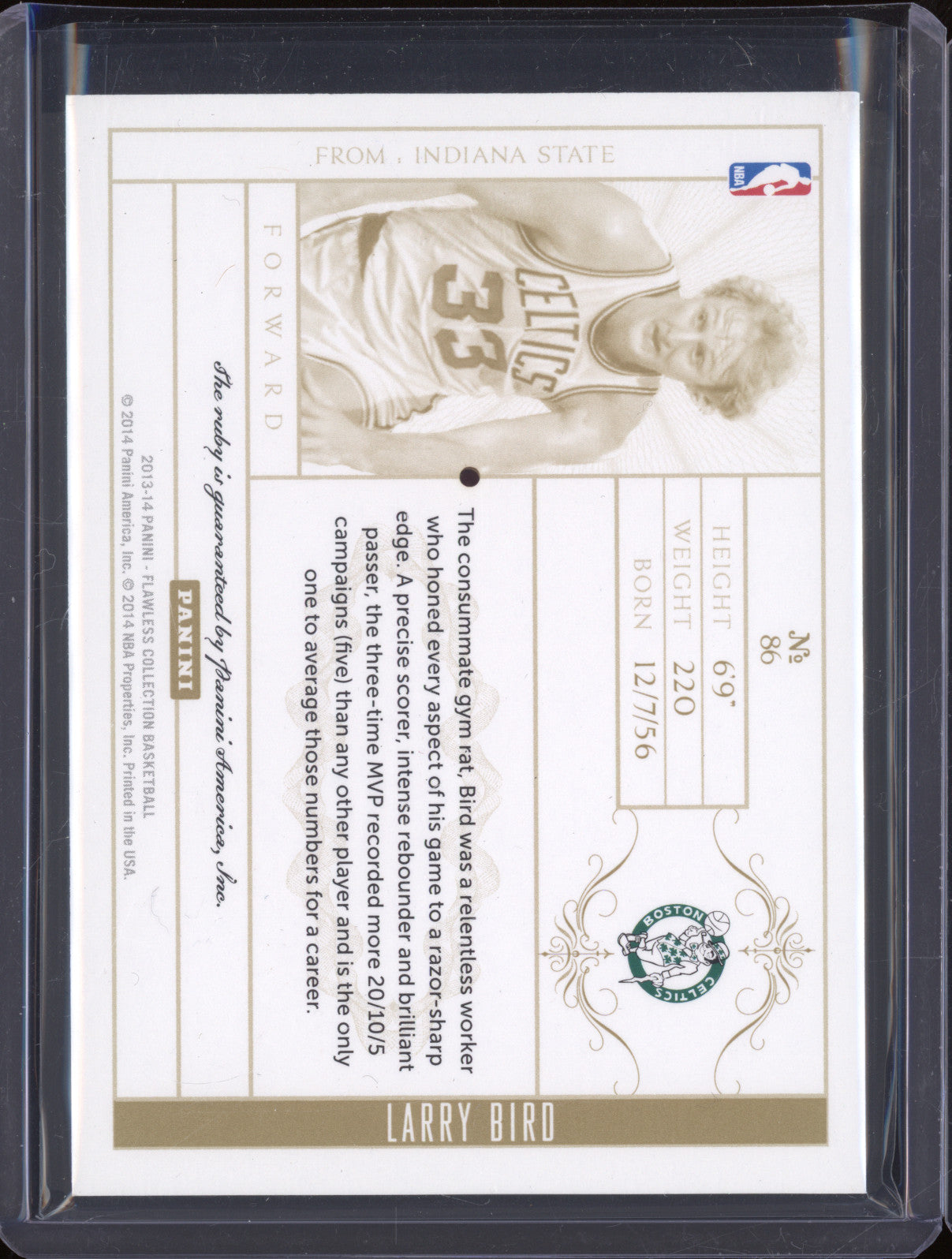 2013-14 Panini Flawless Larry Bird Ruby 08/15