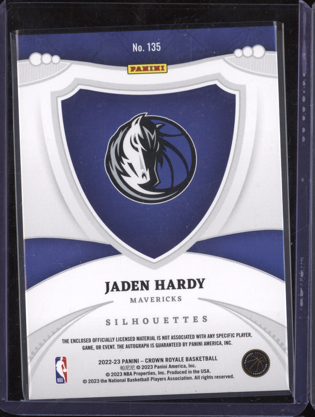 2022-23 Panini Crown Royale 135 Jaden Hardy Silhouettes 054/199 RC Auto