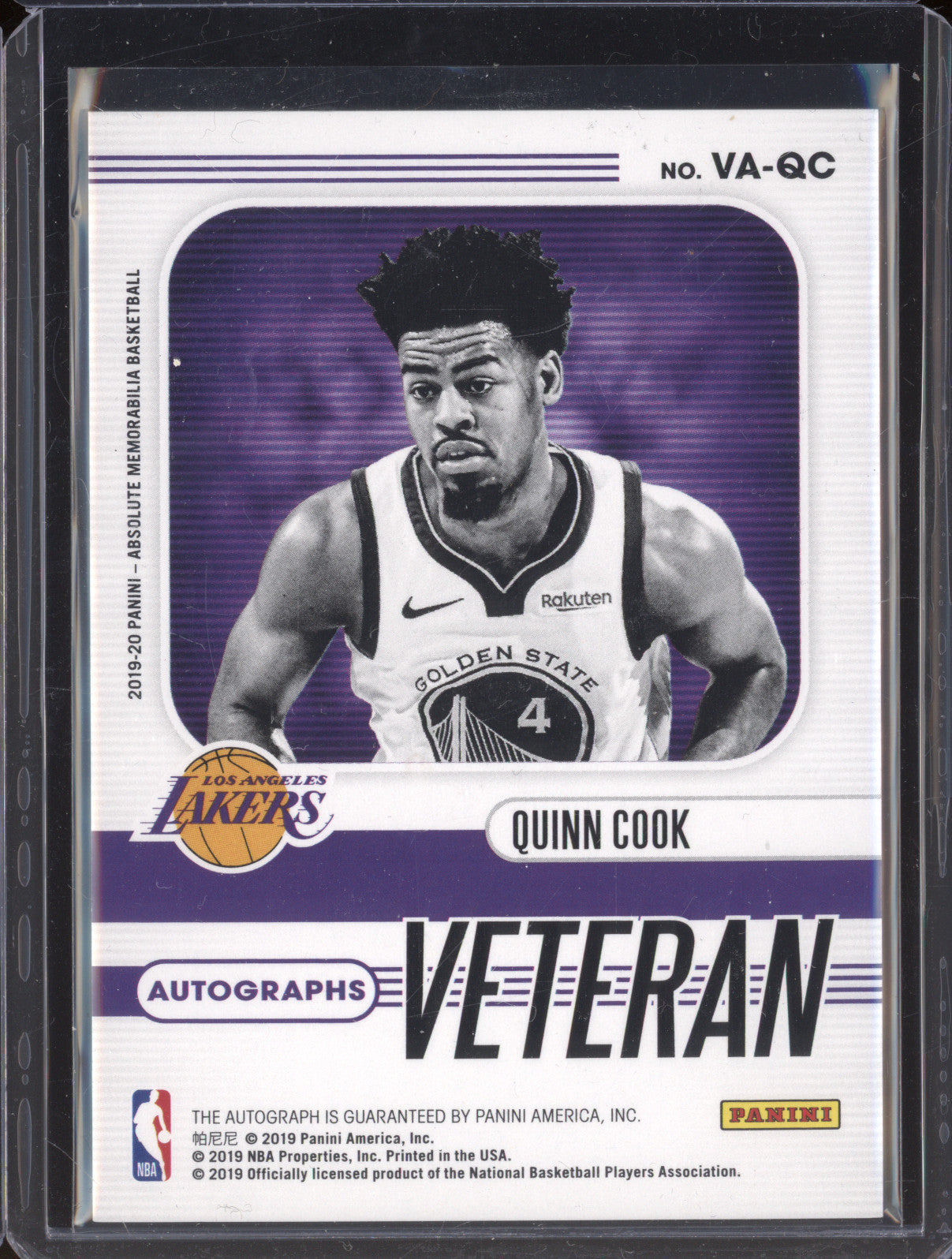Quinn Cook 2019-20 Panini Absolute Memorabilia VA-QC Veteran Auto 7/25