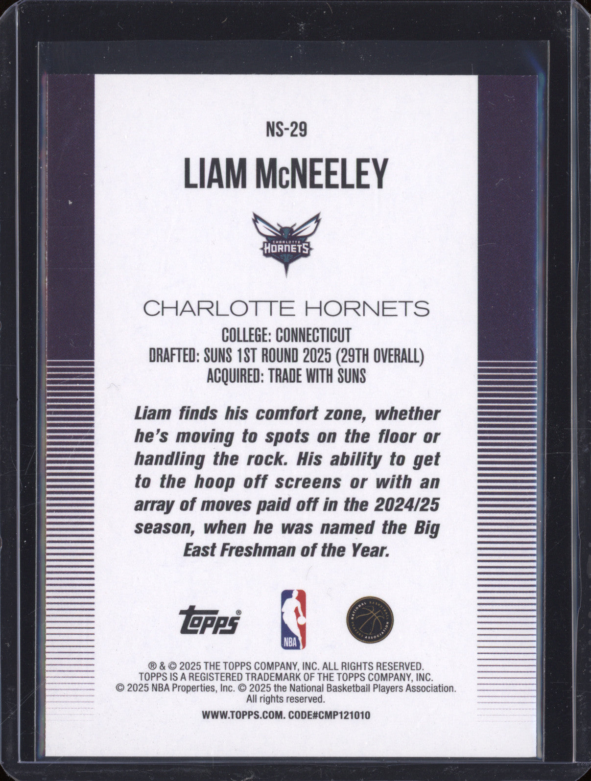 2025 NBA Basketball Topps NS-29 Liam McNeeley New School Holo Rookie RC