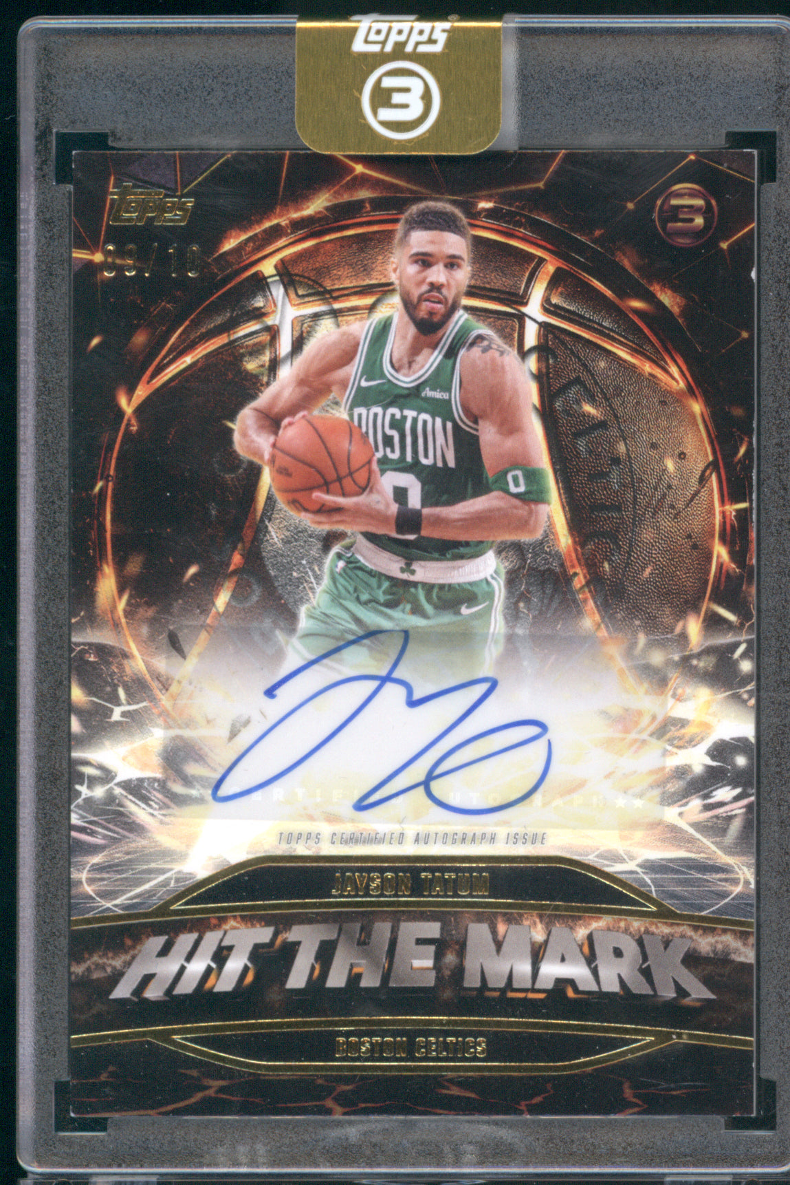 Jayson Tatum 2025-26 Topps 3 HM-JT Hit The Mark Gold Auto /10