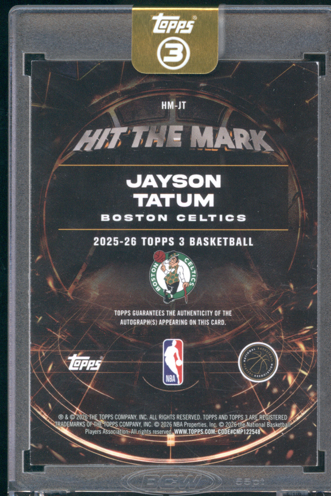 Jayson Tatum 2025-26 Topps 3 HM-JT Hit The Mark Gold Auto /10