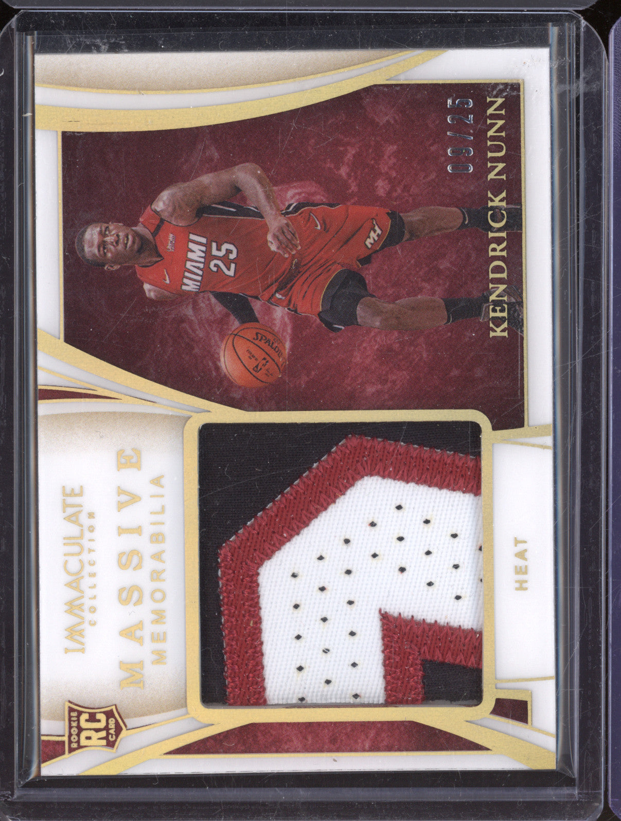 Kendrick Nunn 2019-20 Panini Immaculate MM-KNU Massive Memorabilia RC 9/25