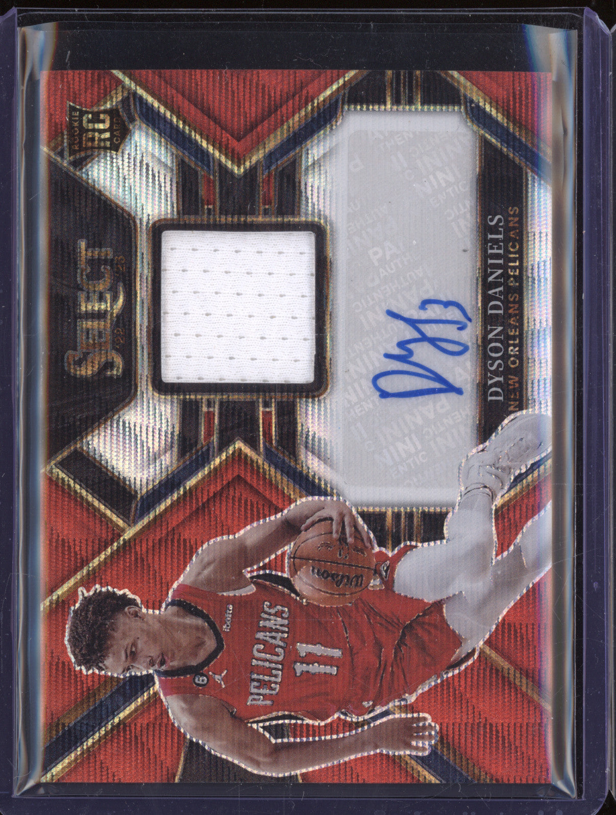Dyson Daniels 2022-23 Panini Select RJA-DYD Red Wave Rookie Jersey Auto RC