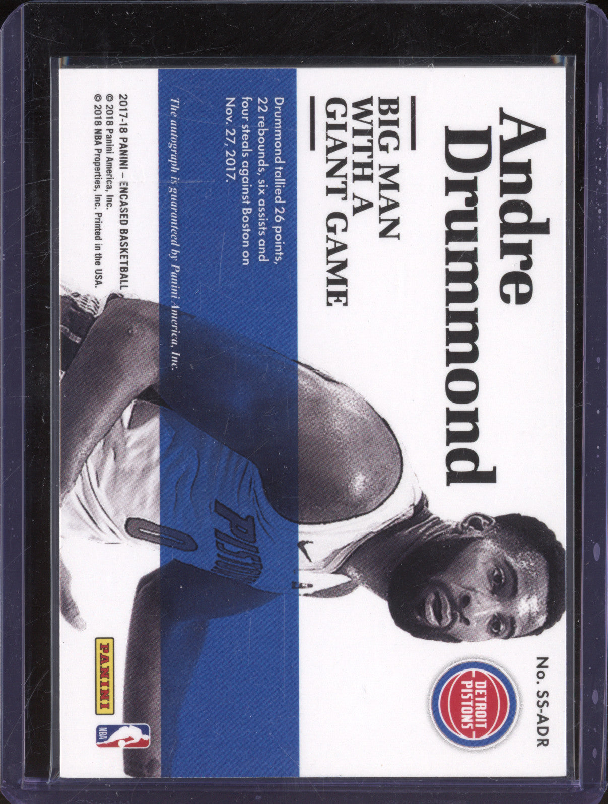 2017-18 Panini Encased Andre Drummond SS-ADR Scripted Signatures Auto 27/49