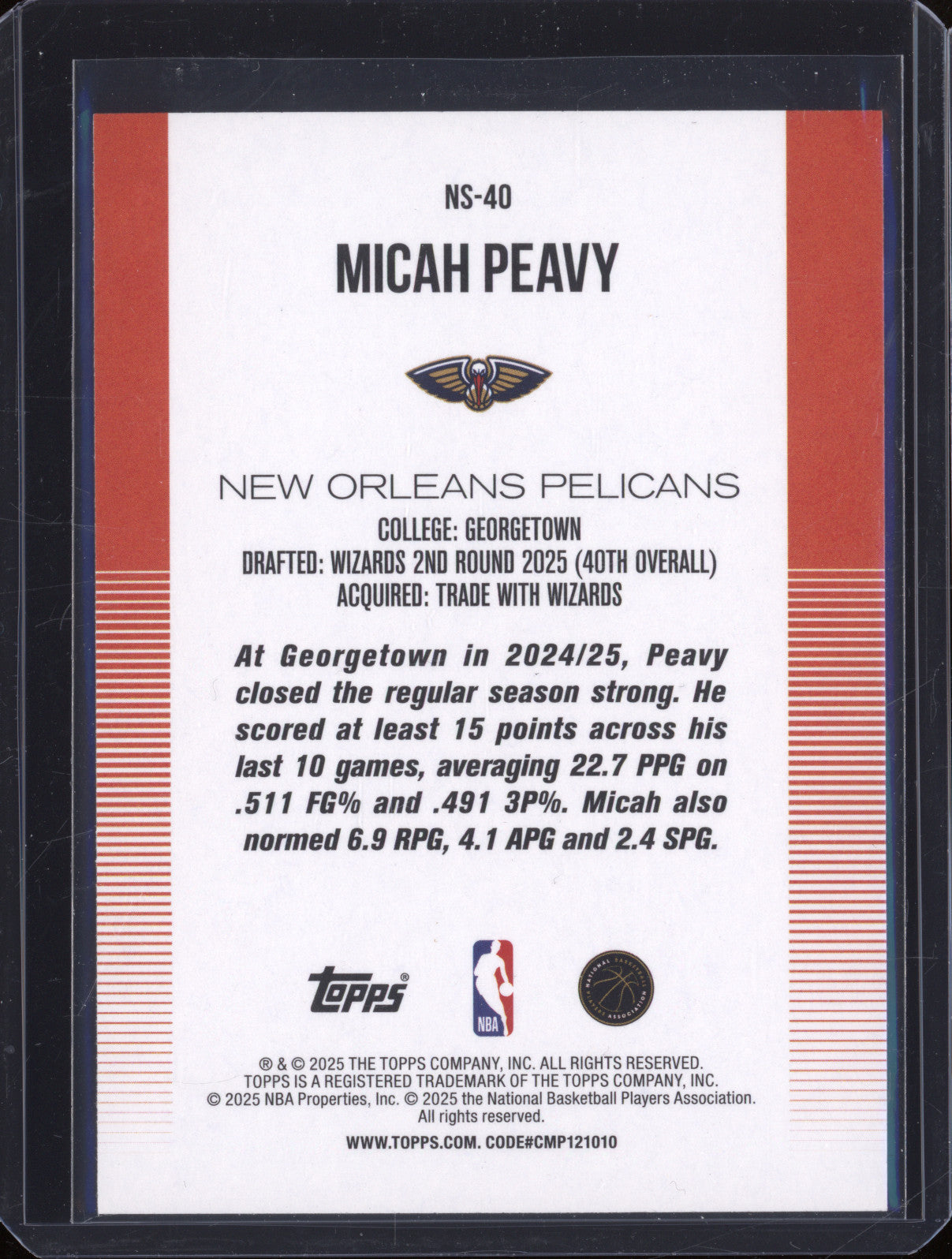 2025 NBA Basketball Topps NS-40 Micah Peavy New School Holo Rookie RC