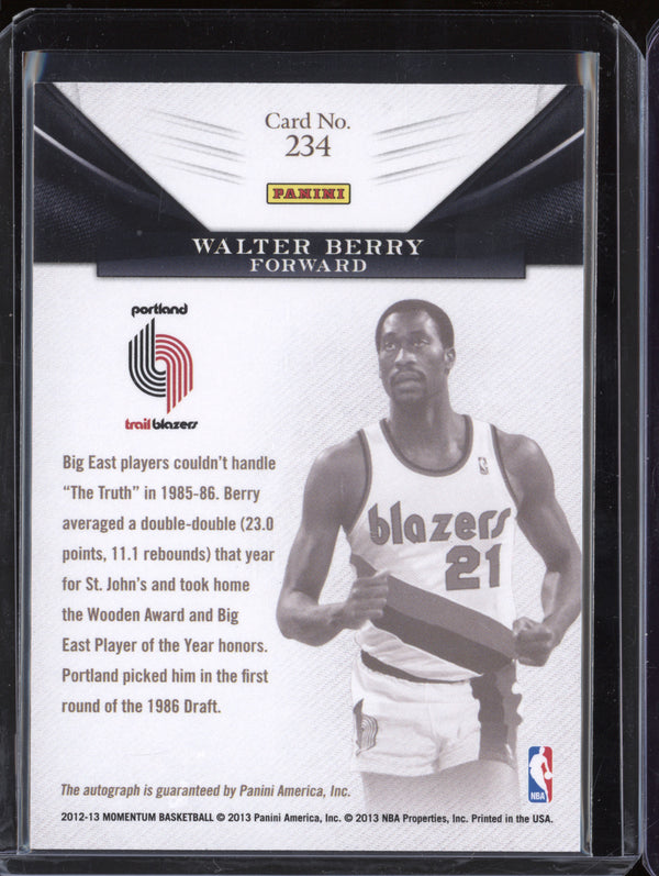 Walter Berry 2012-13 Panini Momentum 234 Monumental Marks Red Auto 10/10