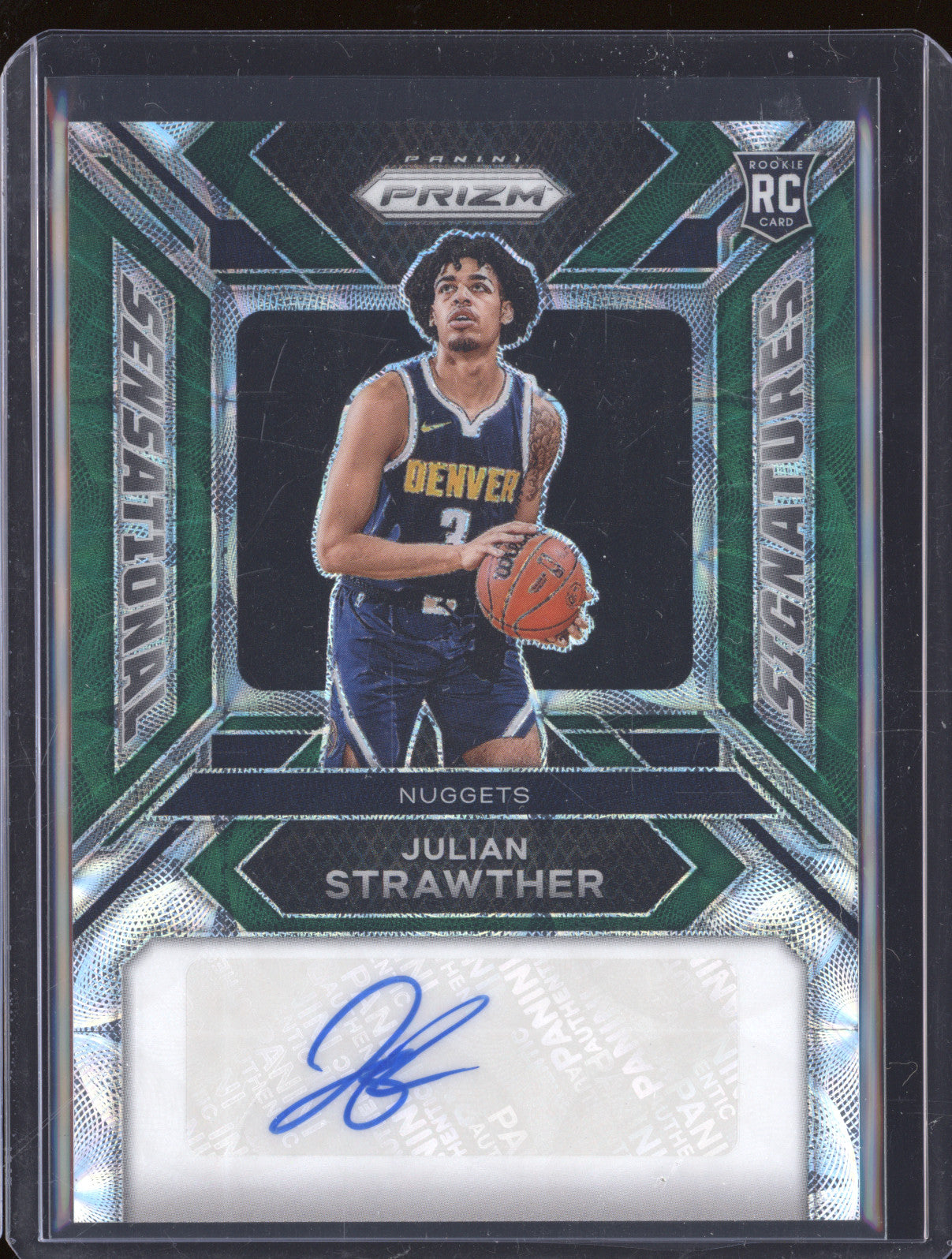2023-24 Panini Prizm SS-JI Julian Strawther Sensational Signatures Green RC 6/8