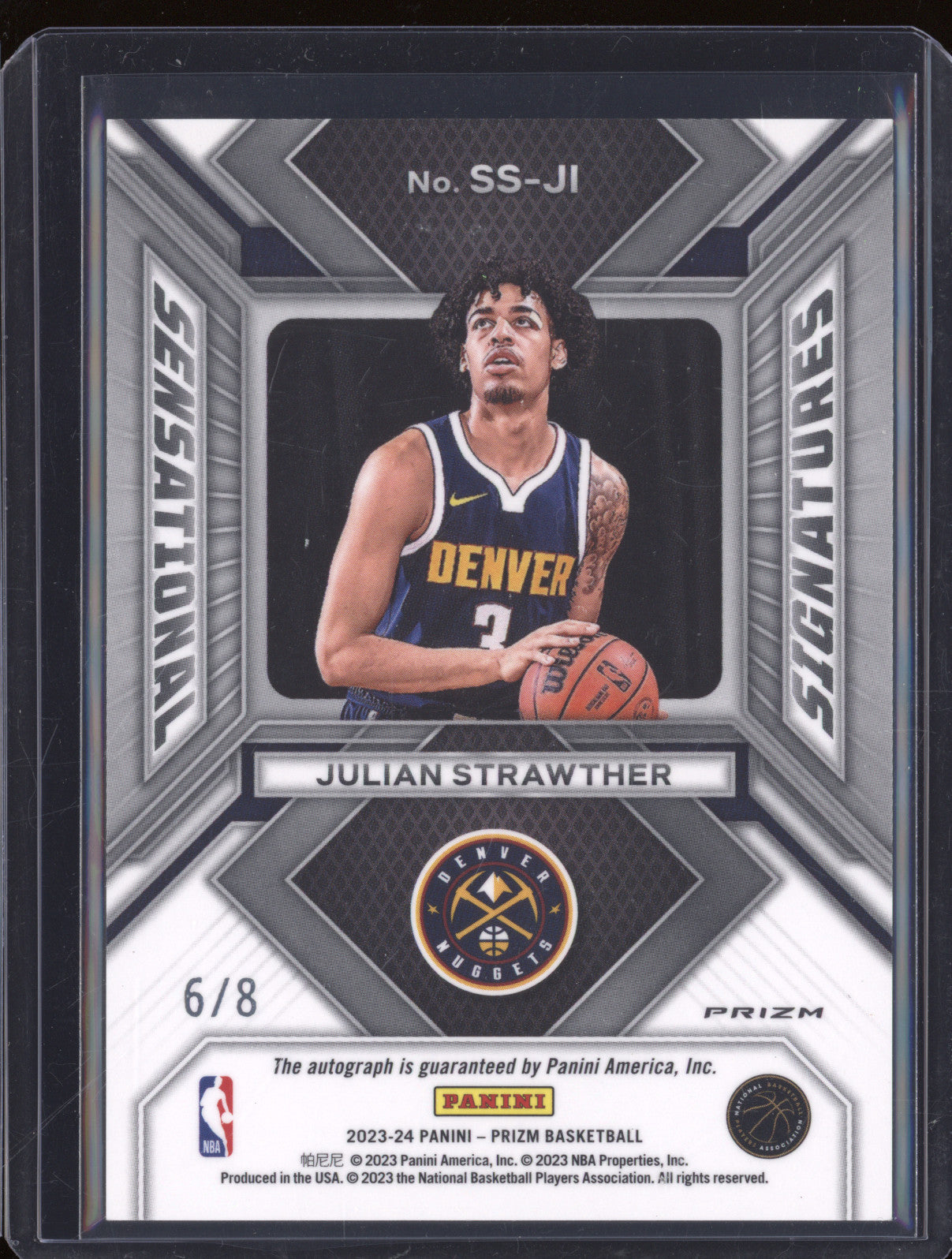 2023-24 Panini Prizm SS-JI Julian Strawther Sensational Signatures Green RC 6/8