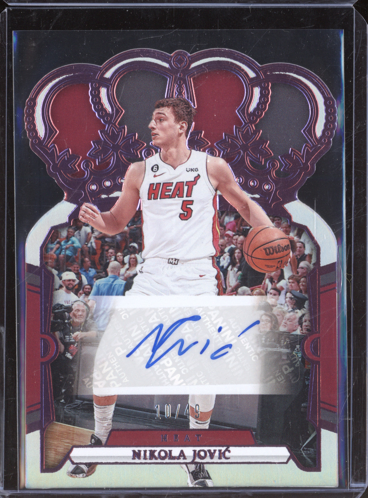 Nikola Jovic 2023-24 Panini Crown Royale CA-JOV Crown Autograph Pink Auto /49