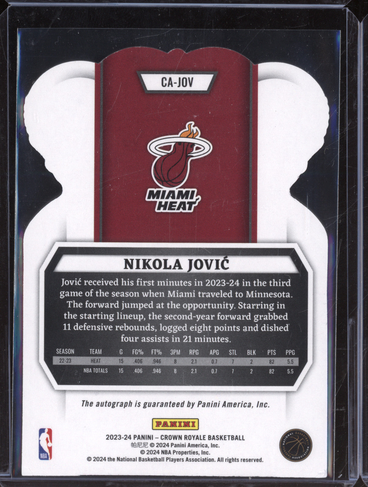 Nikola Jovic 2023-24 Panini Crown Royale CA-JOV Crown Autograph Pink Auto /49